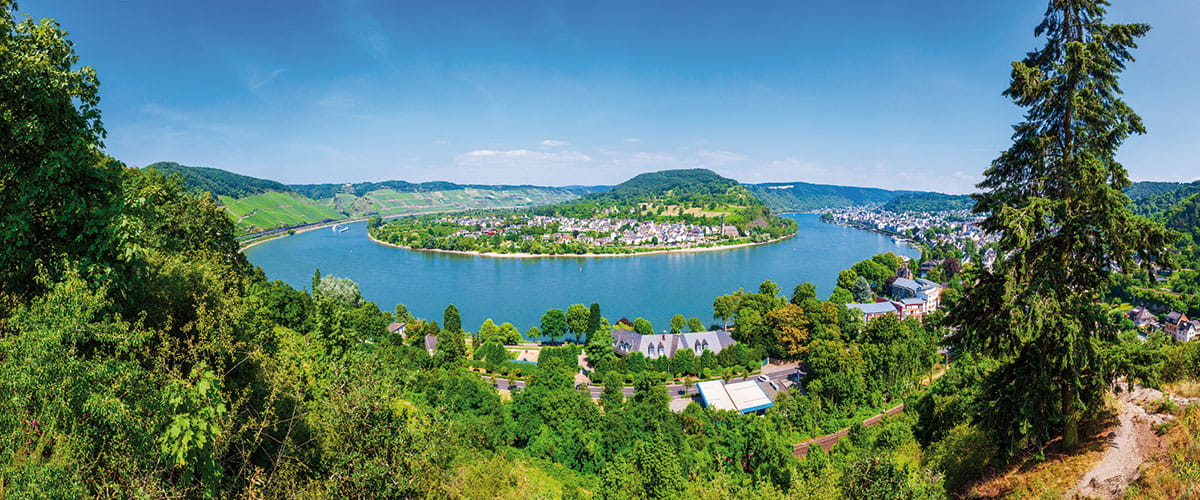 Panoramic view from Gedeonseck viewpoint. Boppard, Germany